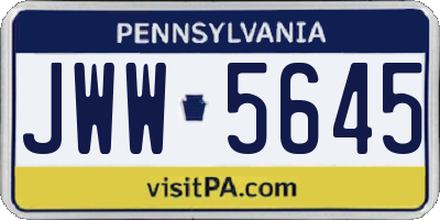 PA license plate JWW5645