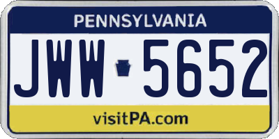 PA license plate JWW5652