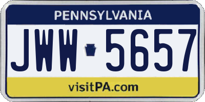 PA license plate JWW5657