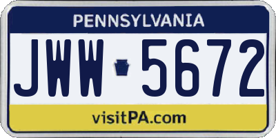 PA license plate JWW5672