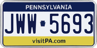 PA license plate JWW5693