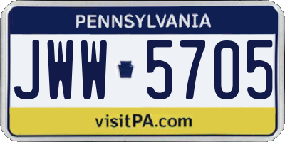 PA license plate JWW5705