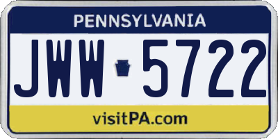 PA license plate JWW5722