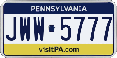 PA license plate JWW5777