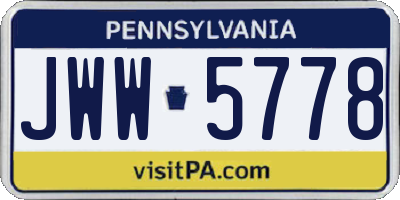 PA license plate JWW5778