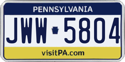 PA license plate JWW5804