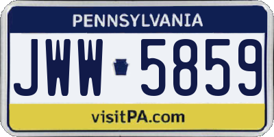 PA license plate JWW5859