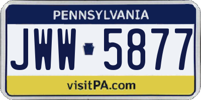 PA license plate JWW5877
