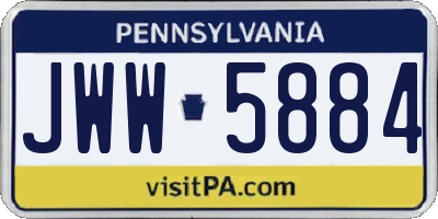 PA license plate JWW5884