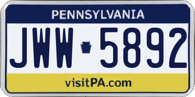 PA license plate JWW5892