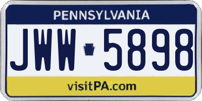 PA license plate JWW5898