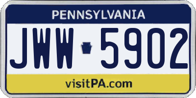 PA license plate JWW5902
