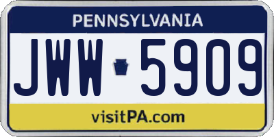 PA license plate JWW5909