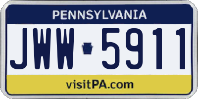 PA license plate JWW5911