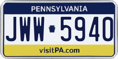 PA license plate JWW5940