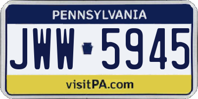 PA license plate JWW5945