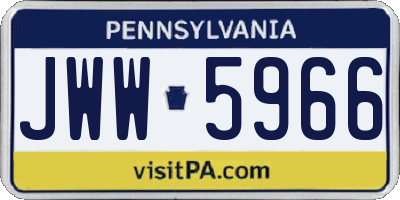 PA license plate JWW5966
