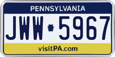 PA license plate JWW5967