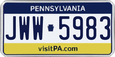PA license plate JWW5983