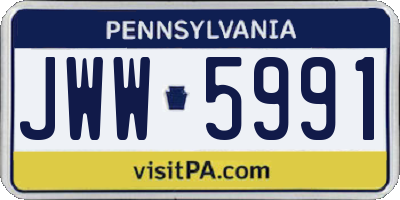 PA license plate JWW5991