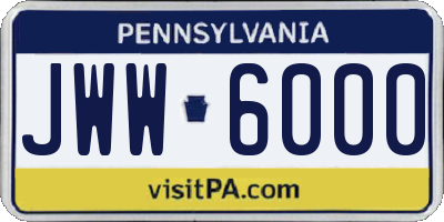 PA license plate JWW6000