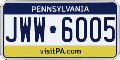 PA license plate JWW6005