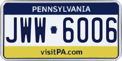 PA license plate JWW6006