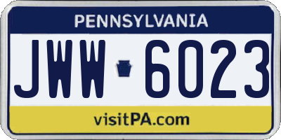 PA license plate JWW6023