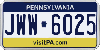 PA license plate JWW6025