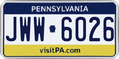 PA license plate JWW6026