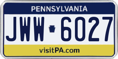 PA license plate JWW6027