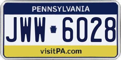 PA license plate JWW6028