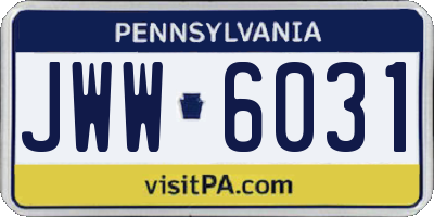 PA license plate JWW6031