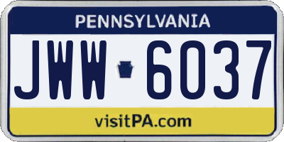 PA license plate JWW6037