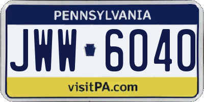 PA license plate JWW6040