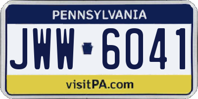 PA license plate JWW6041