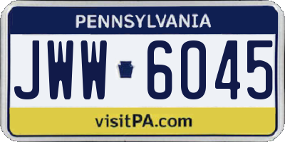 PA license plate JWW6045