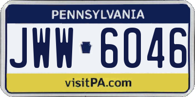 PA license plate JWW6046