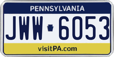 PA license plate JWW6053