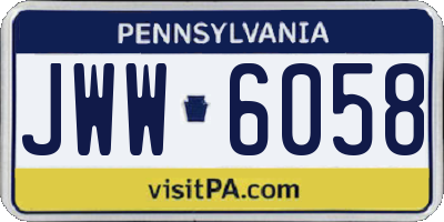 PA license plate JWW6058