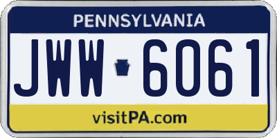 PA license plate JWW6061