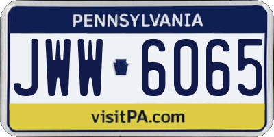 PA license plate JWW6065
