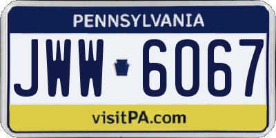 PA license plate JWW6067