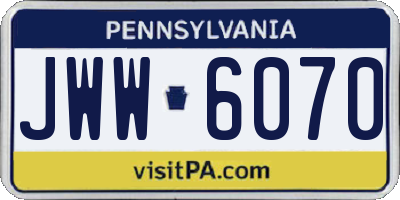 PA license plate JWW6070