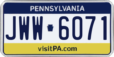 PA license plate JWW6071