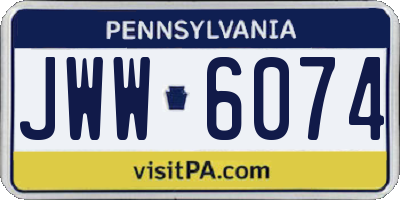 PA license plate JWW6074
