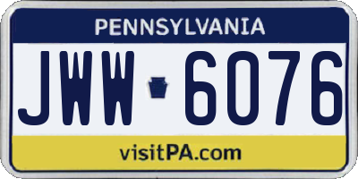 PA license plate JWW6076