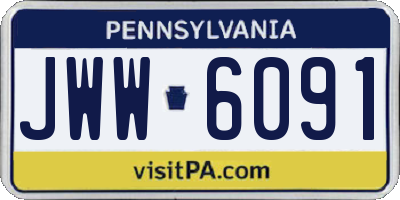 PA license plate JWW6091