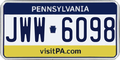 PA license plate JWW6098