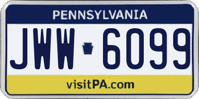 PA license plate JWW6099
